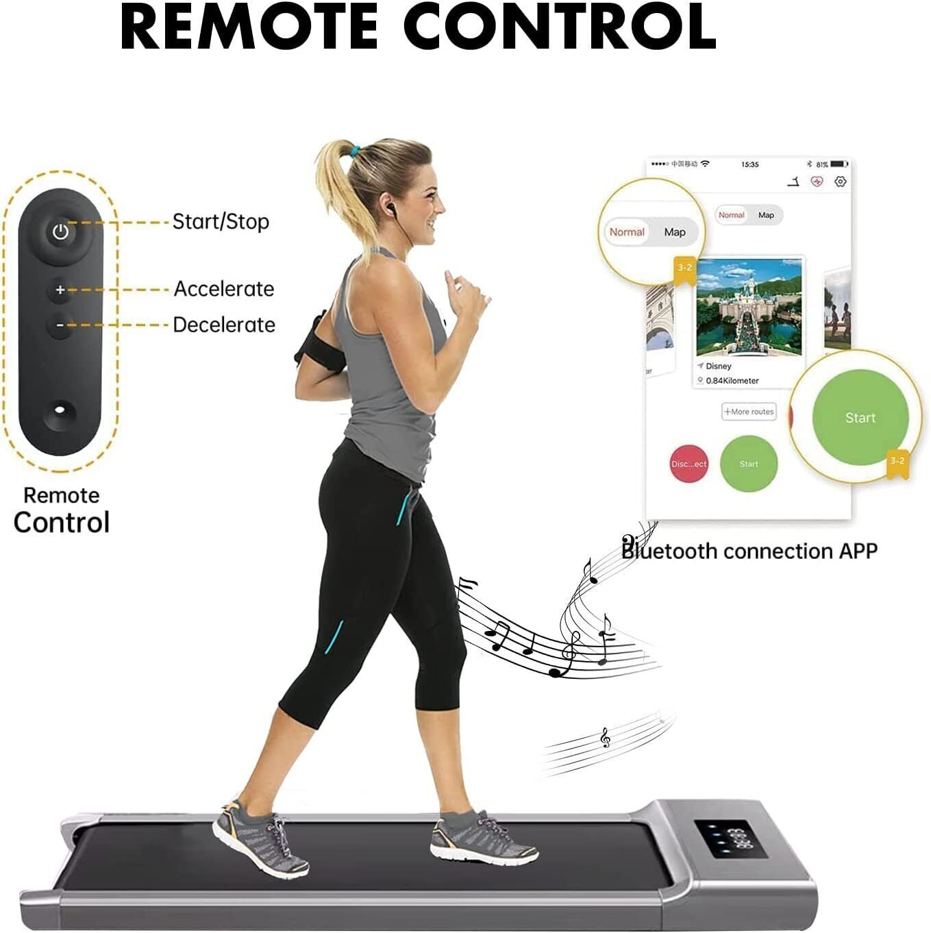 1-12Km/H Electric Walking Pad Treadmill Home under Desk Exercise Machine Fitness